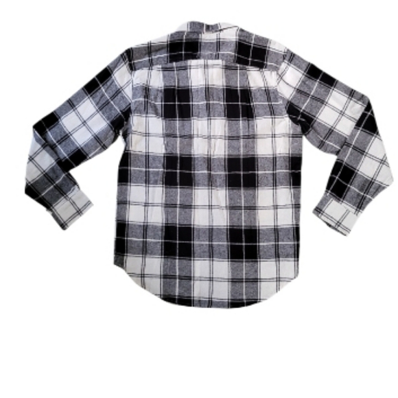 Mens Blue Mountain Black White Buffalo Plaid Flannel Long Sleeve Shirt Medium - Picture 3 of 9